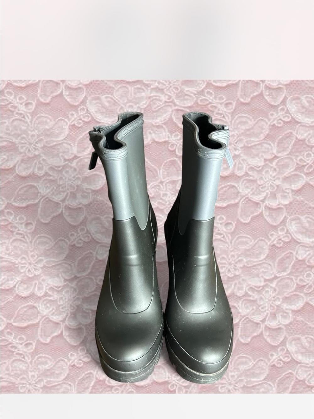 Hunter Black Waterproof Platform Rain Boots